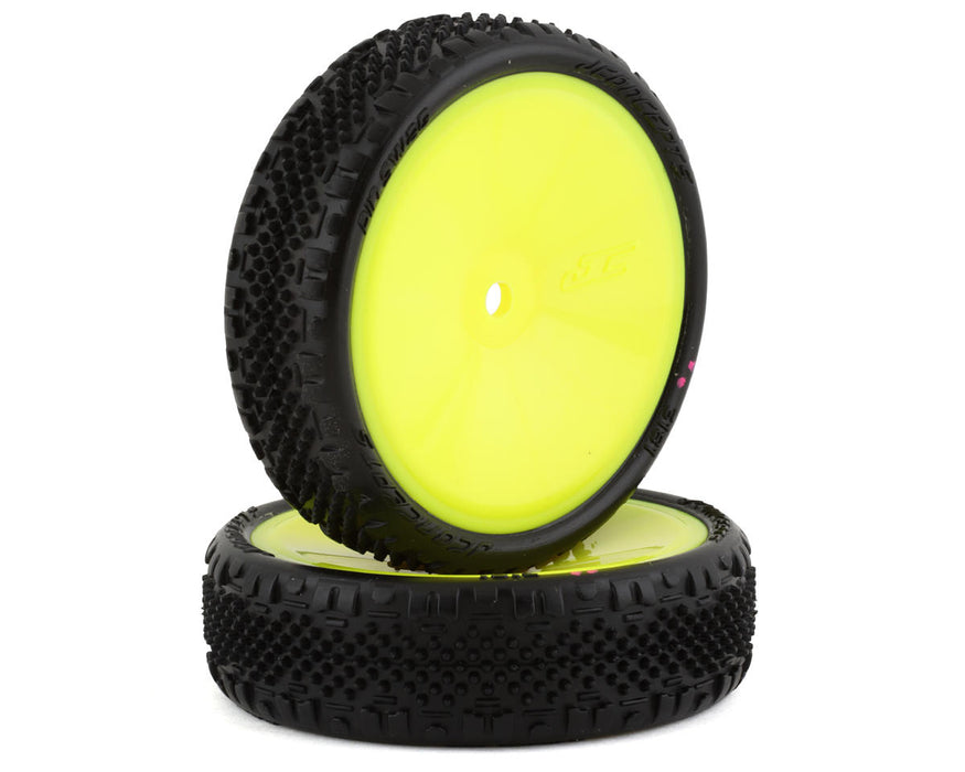 JConcepts Pin Swag Slim 2.2" Pre-Mounted 2WD Front Buggy Carpet Tires (Yellow)