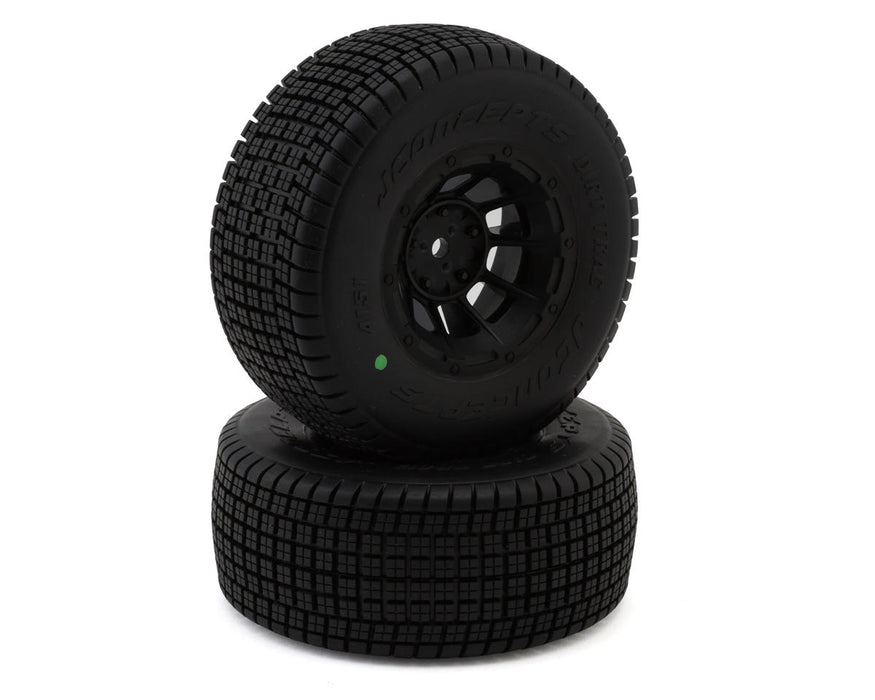 JConcepts Dirt Trac Pre-Mounted Dirt Oval Tires (2) (Slash Front) (Green)