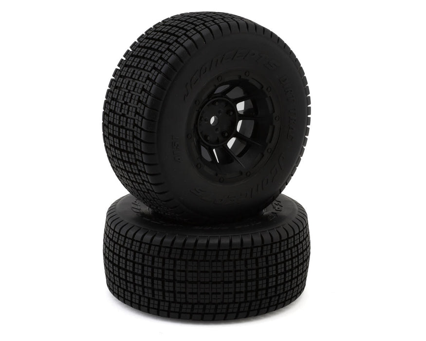 JConcepts Dirt Trac Pre-Mounted Dirt Oval Tires (2) (Slash Rear) (Green)