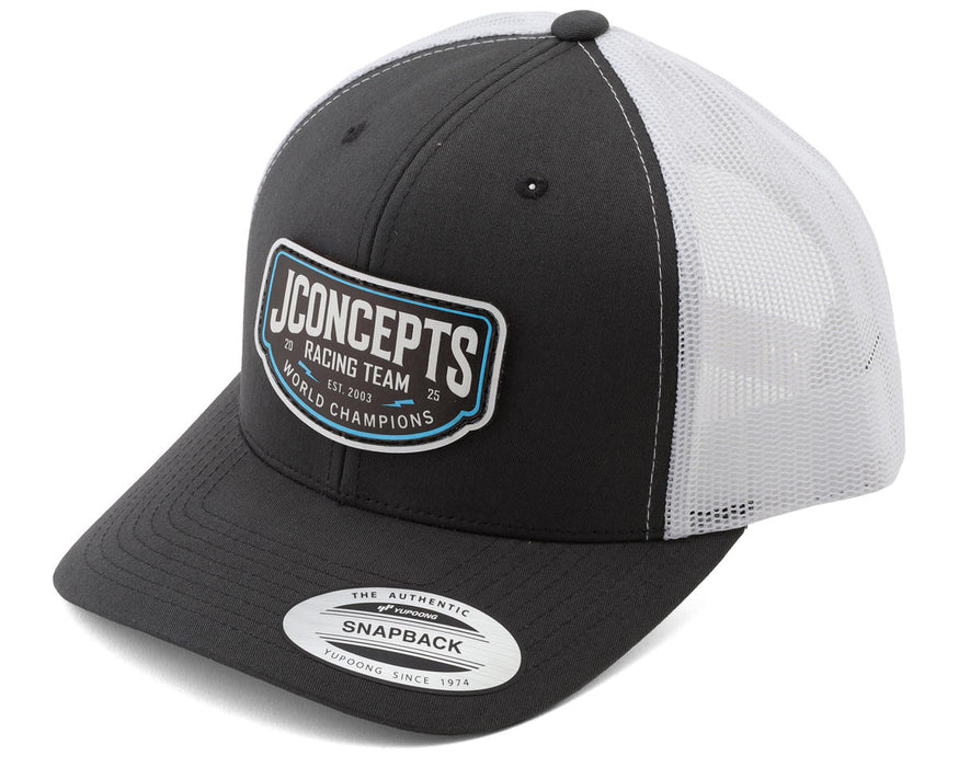 JConcepts 2025 Snapback Round Bill Hat (White/Grey) (One Size Fits Most)