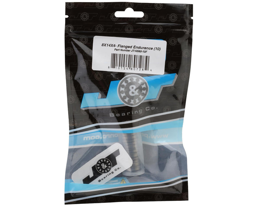 J&T Bearing Co. 8x14x4mm Endurance Flanged Ball Bearings (10)