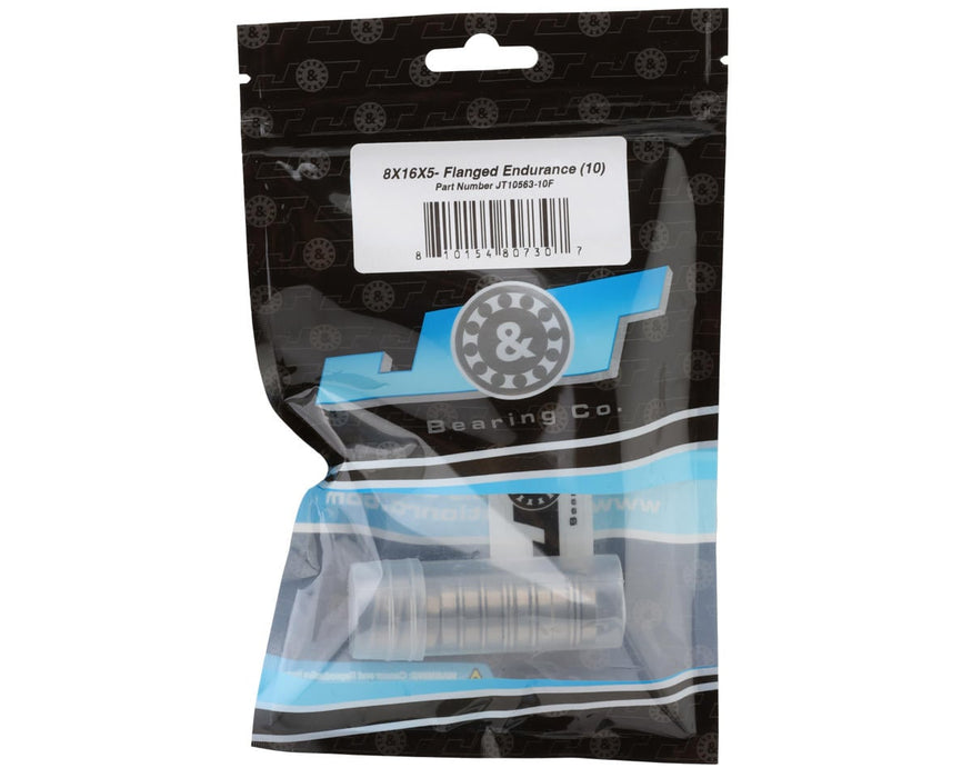 J&T Bearing Co. 8x16x5mm Endurance Flanged Ball Bearings (10)
