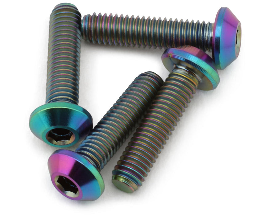 J&T Bearing Co. 3mm Flat Top Titanium Screw Pack (Oil Slick) (4) (12mm)