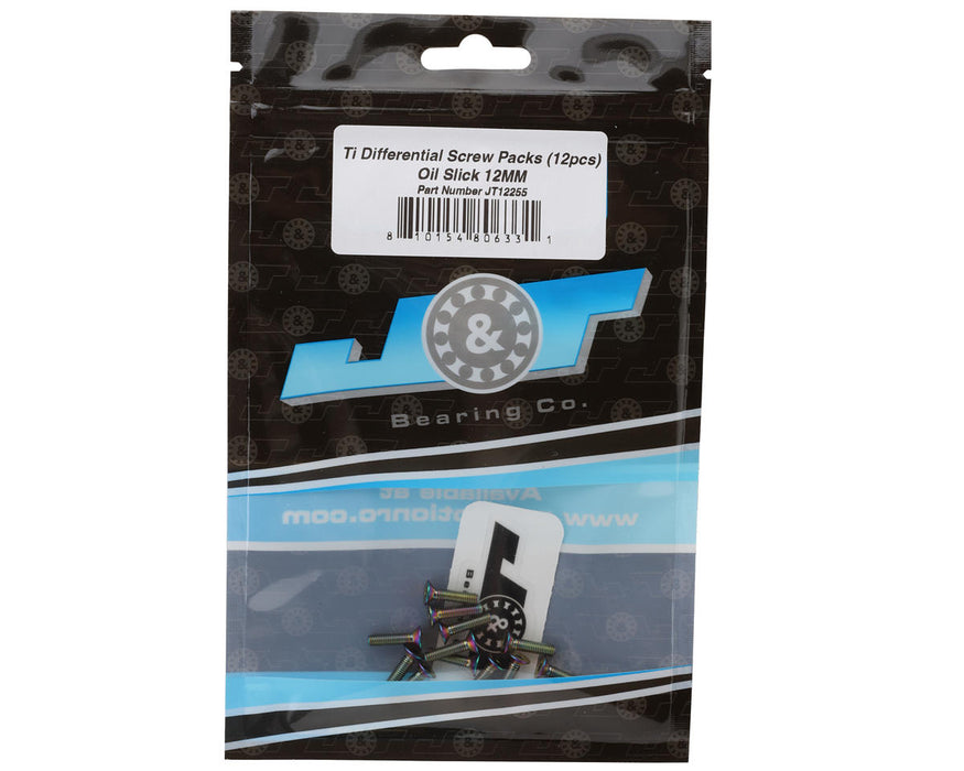 J&T Bearing Co. 3mm Titanium Differential Flat Head Screws (Oil Slick) (12)