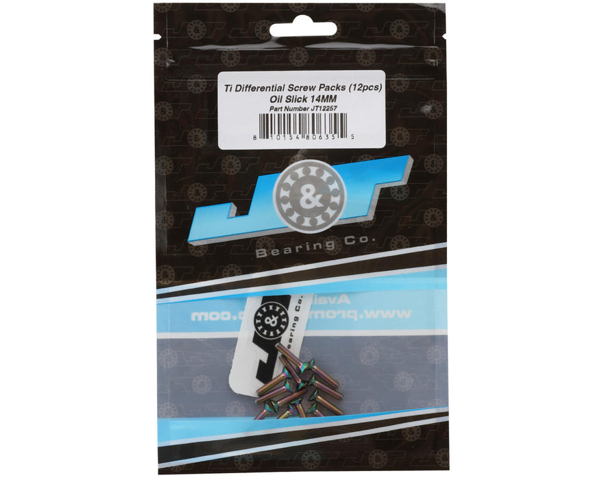 J&T Bearing Co. 3mm Titanium Differential Flat Head Screws (Oil Slick) (12)
