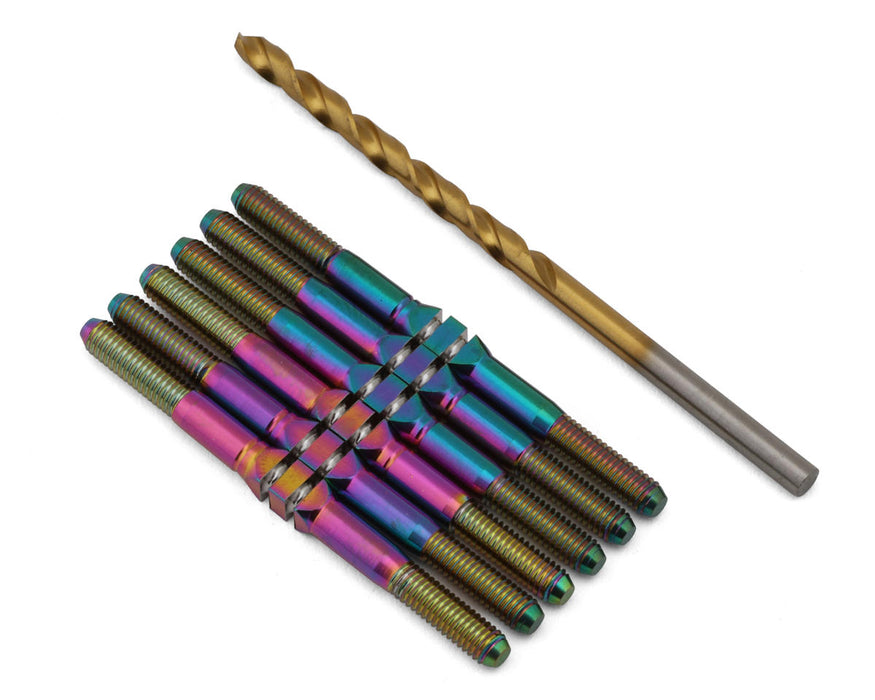 J&T Bearing Co. TLR 22S Sprint Titanium "Milled'' XD Turnbuckles (Oil Slick)