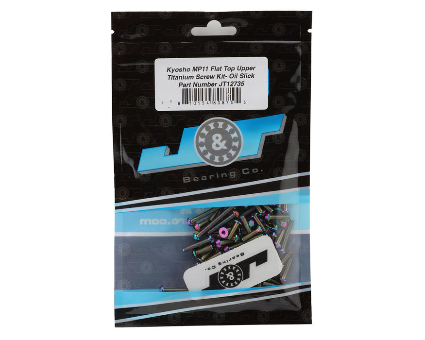 J&T Bearing Co. Kyosho MP11 Flat Top Upper Titanium Screw Kit (Oil Slick)