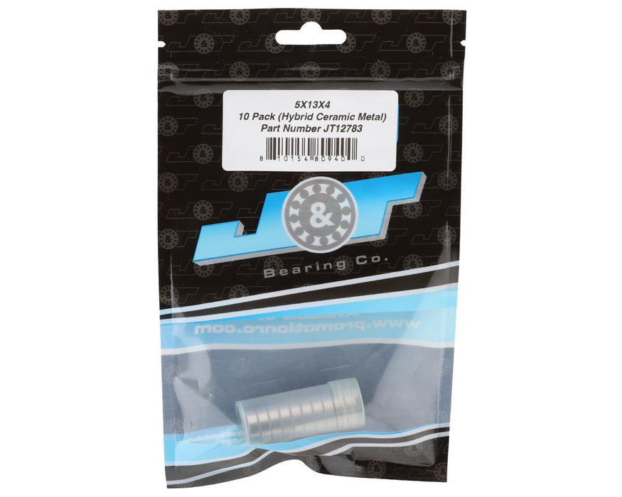 J&T Bearing Co. 5x13x4mm Hybrid Ceramic Ball Bearings (Metal-Shielded) (10)