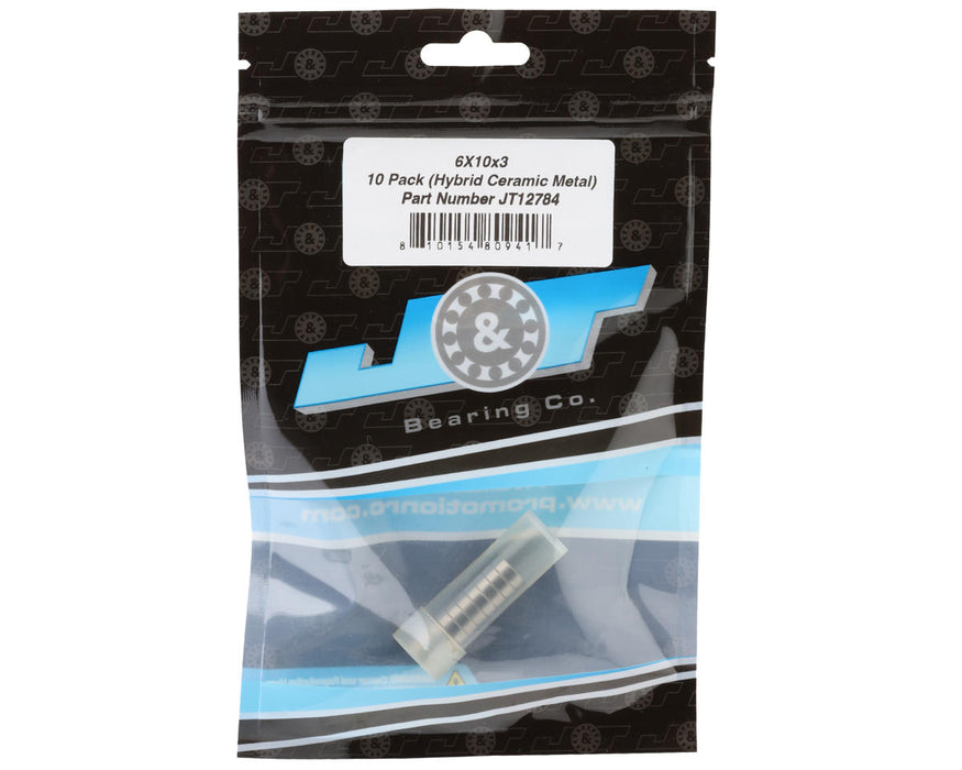 J&T Bearing Co. 6x10x3mm Hybrid Ceramic Ball Bearings (Metal-Shielded) (10)