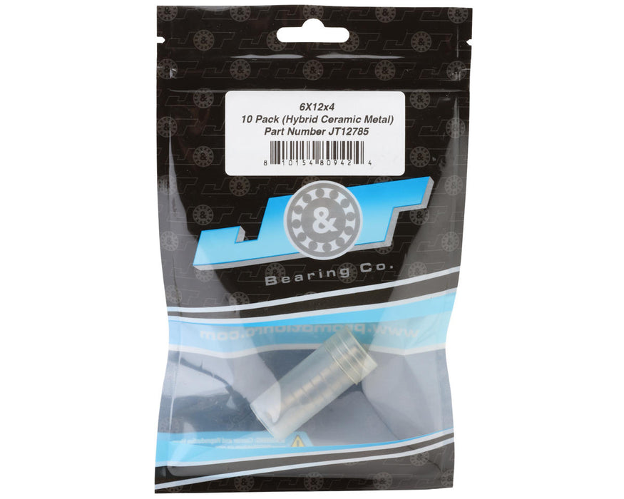 J&T Bearing Co. 6x12x4mm Hybrid Ceramic Ball Bearings (Metal-Shielded) (10)