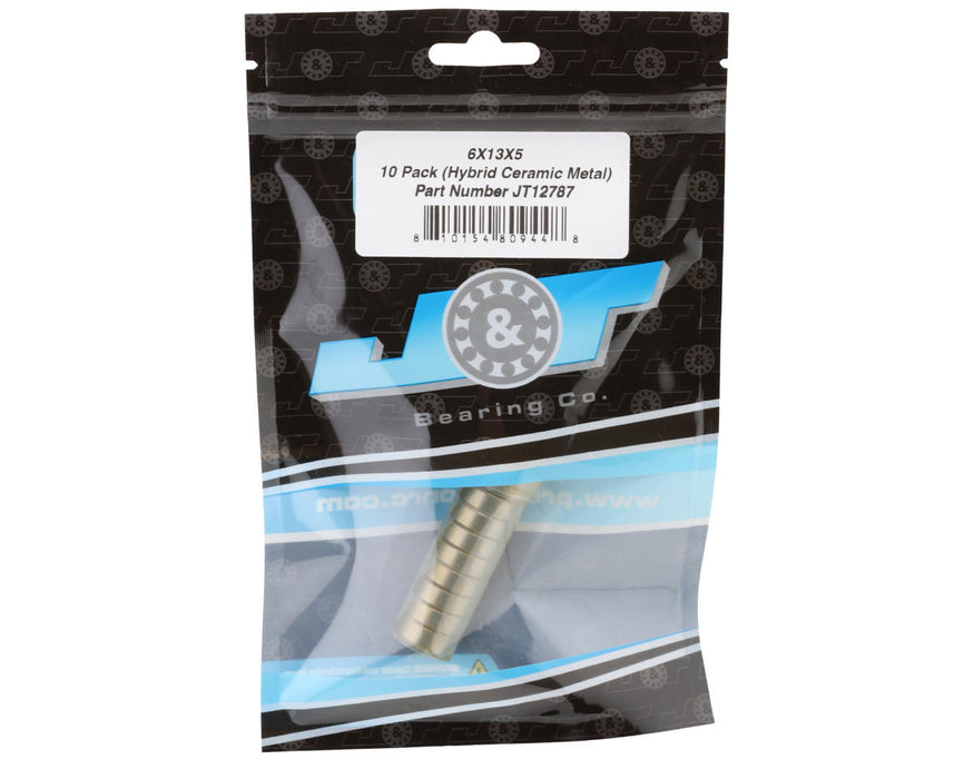 J&T Bearing Co. 6x13x5mm Hybrid Ceramic Ball Bearings (Metal-Shielded) (10)