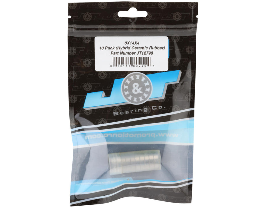 J&T Bearing Co. 8x14x4mm Hybrid Ceramic Ball Bearings (Rubber-Shielded) (10)