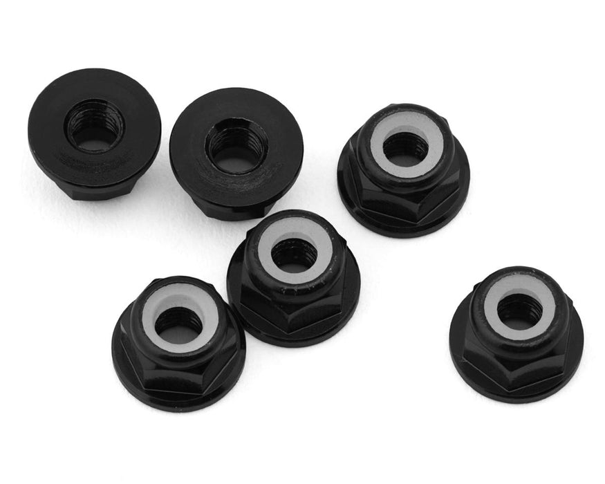 J&T Bearing Co. 3mm 7075 Aluminum Flange Lock Nuts (Black) (6)