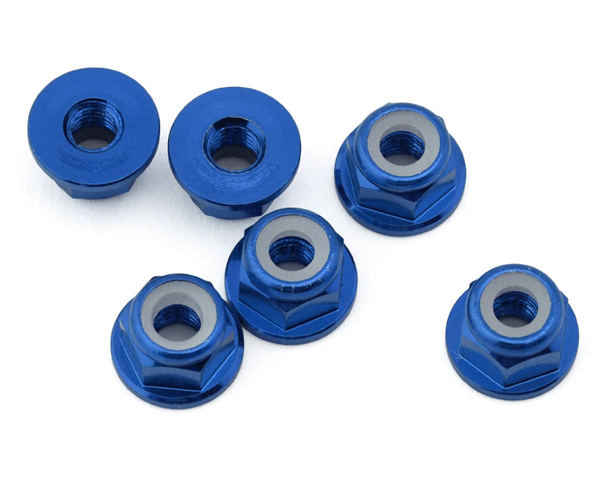 J&T Bearing Co. 3mm 7075 Aluminum Flange Lock Nuts (Blue) (6)