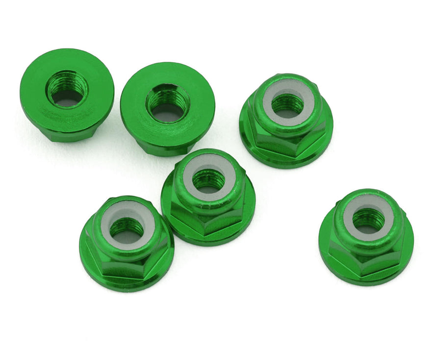 J&T Bearing Co. 3mm 7075 Aluminum Flange Lock Nuts (Green) (6)