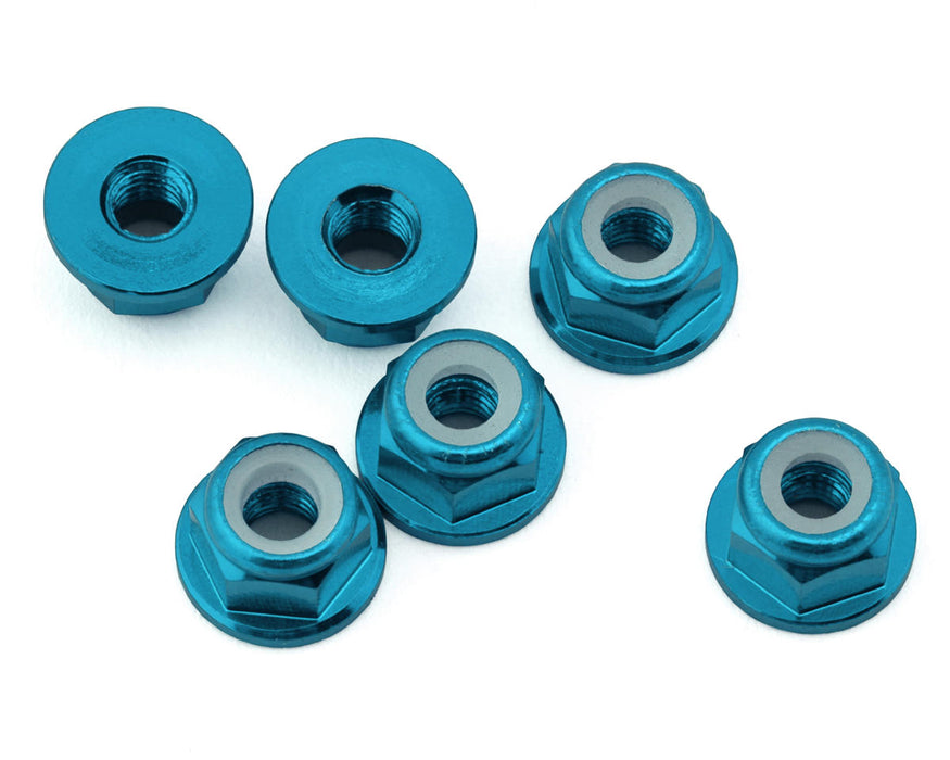 J&T Bearing Co. 3mm 7075 Aluminum Flange Lock Nuts (Light Blue) (6)