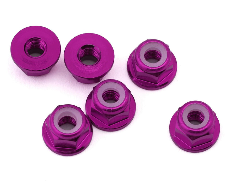 J&T Bearing Co. 3mm 7075 Aluminum Flange Lock Nuts (Purple) (6)