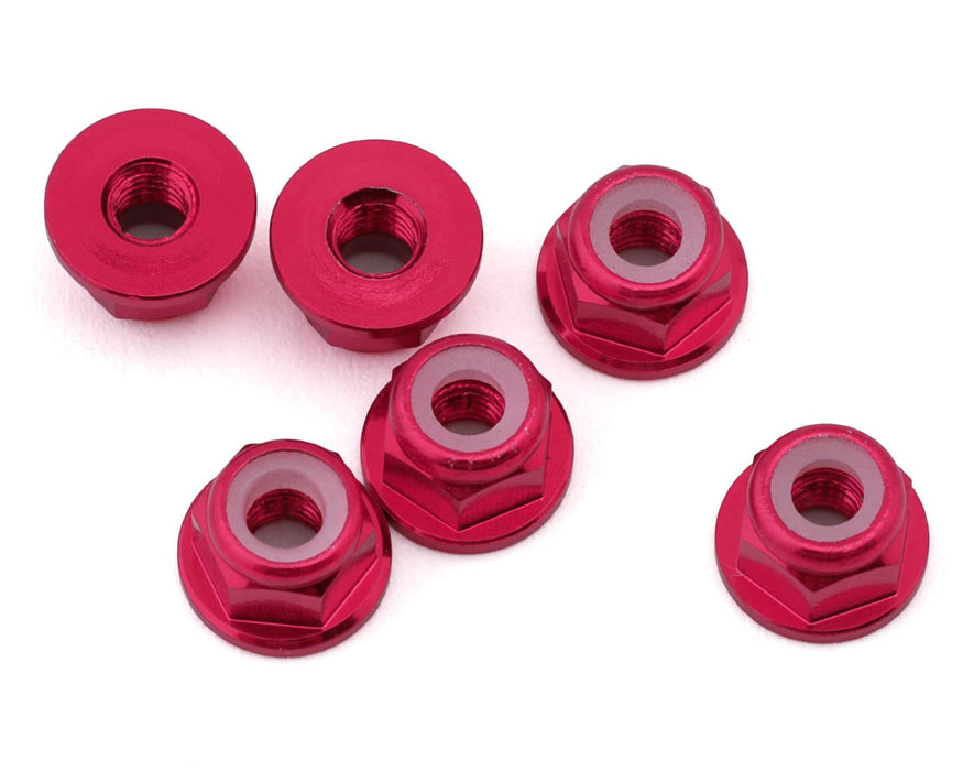 J&T Bearing Co. 3mm 7075 Aluminum Flange Lock Nuts (Pink) (6)