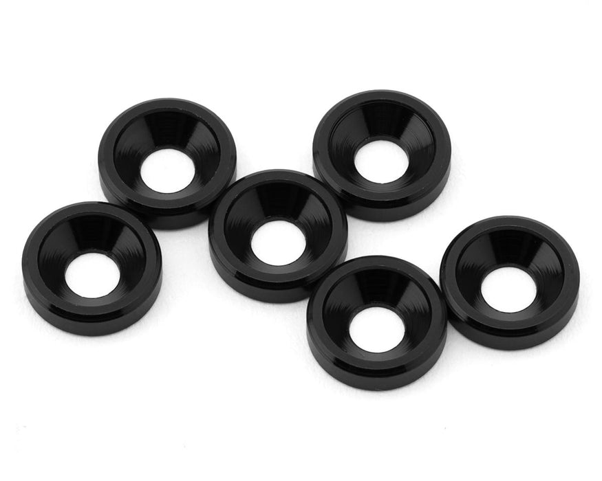 J&T Bearing Co. 3mm Aluminum Countersunk Washers (Black) (6)
