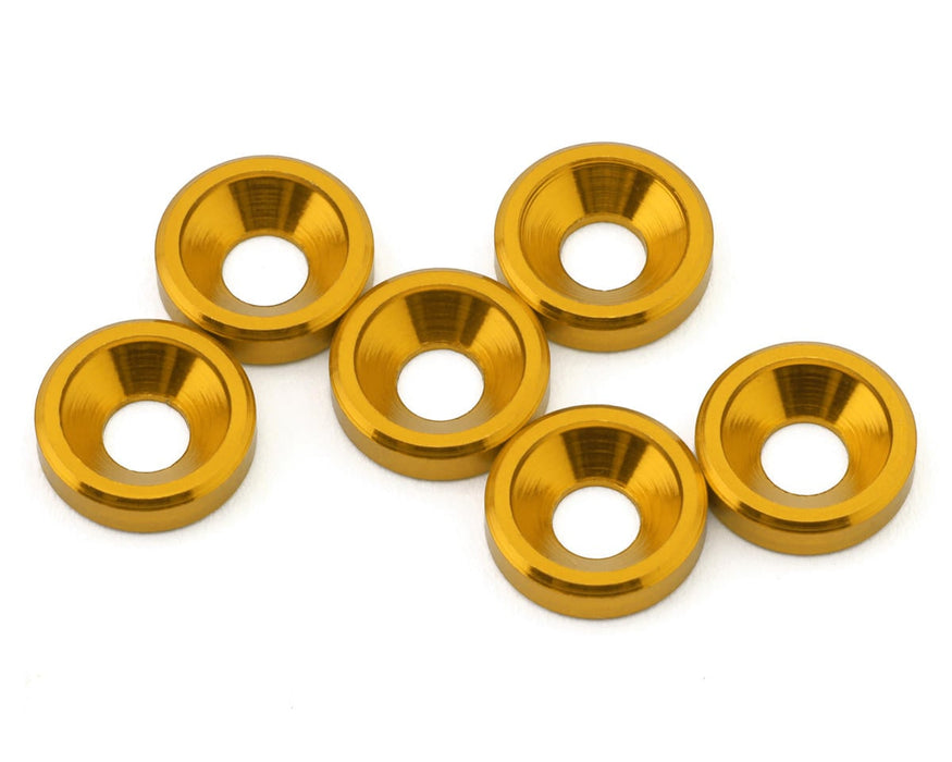 J&T Bearing Co. 3mm Aluminum Countersunk Washers (Gold) (6)