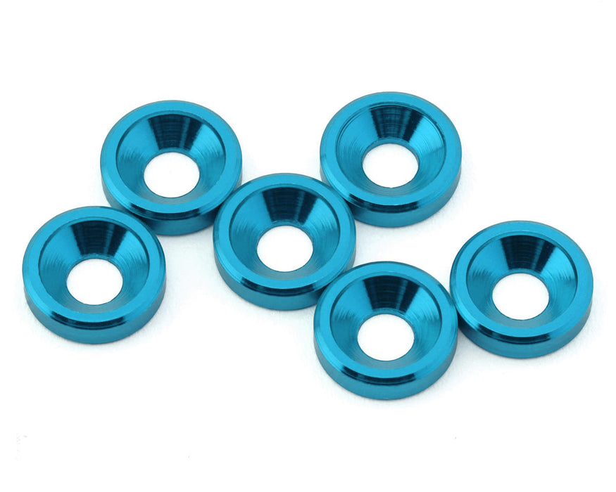 J&T Bearing Co. 3mm Aluminum Countersunk Washers (Light Blue) (6)
