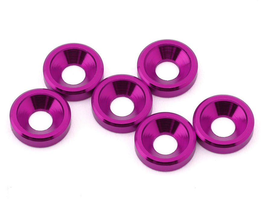 J&T Bearing Co. 3mm Aluminum Countersunk Washers (Purple) (6)