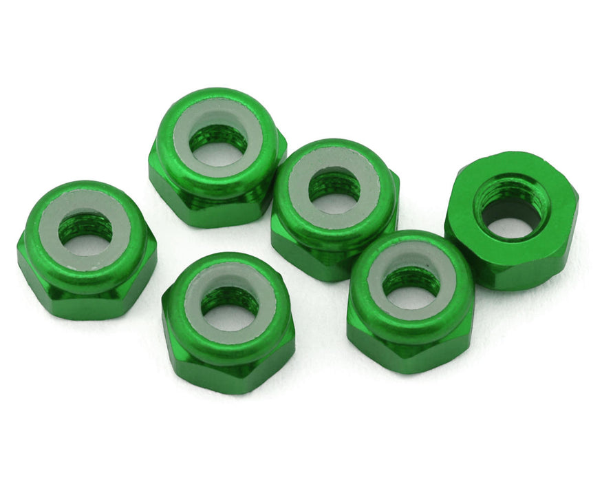 J&T Bearing Co. 3mm 7075 Aluminum Lock Nuts (Green) (6)