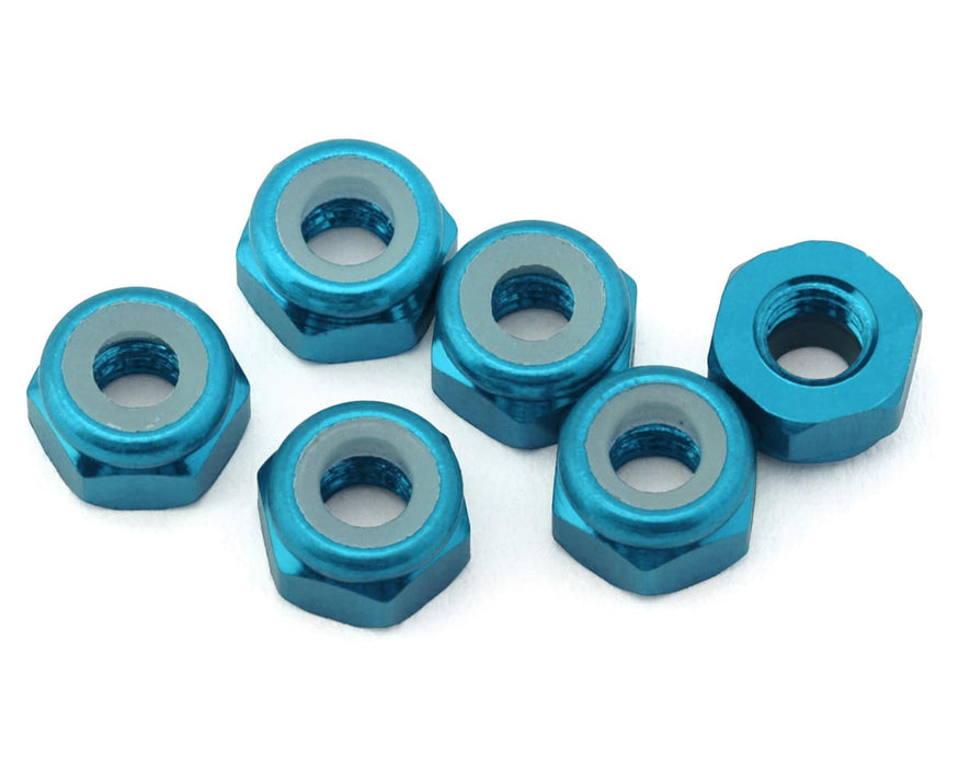 J&T Bearing Co. 3mm 7075 Aluminum Lock Nuts (Light Blue) (6)