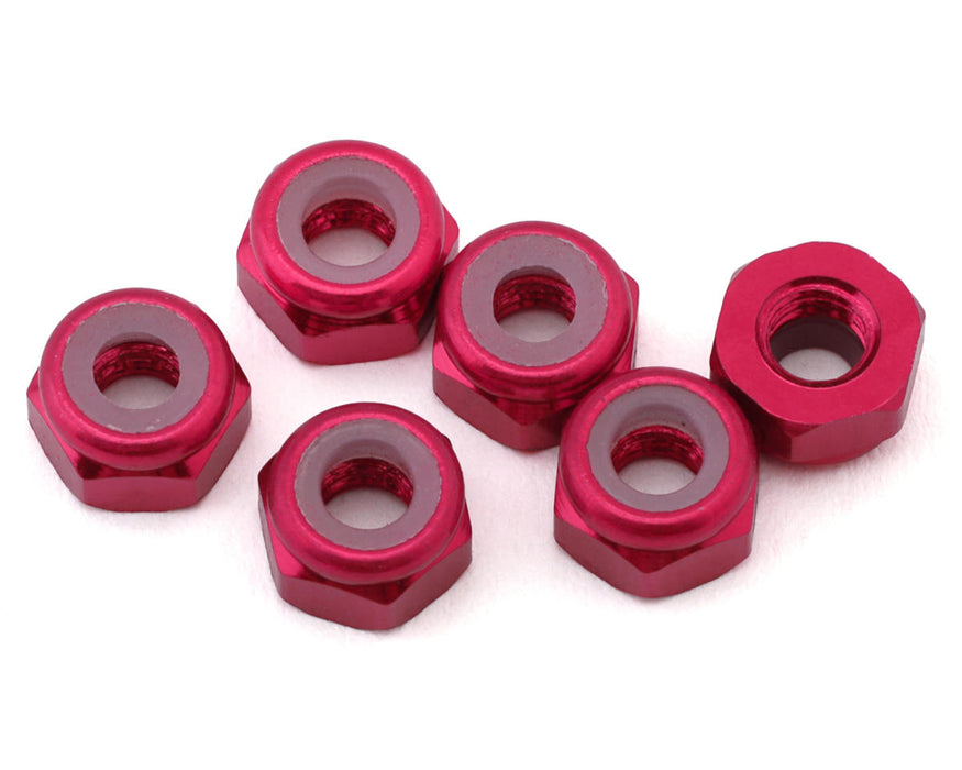 J&T Bearing Co. 3mm 7075 Aluminum Lock Nuts (Pink) (6)