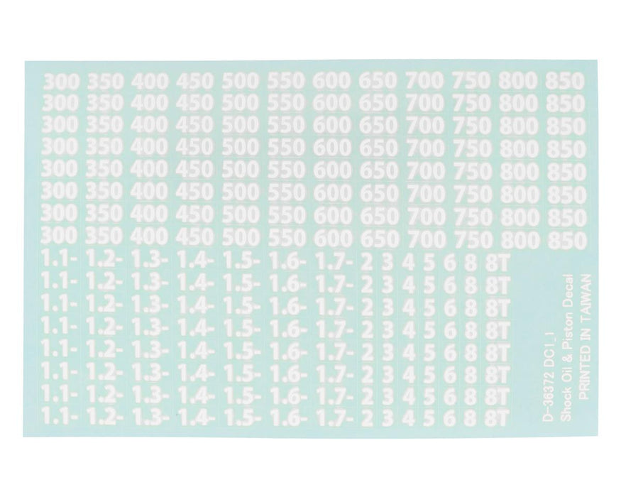 Kyosho Shock Oil & Piston Decal Set (White)