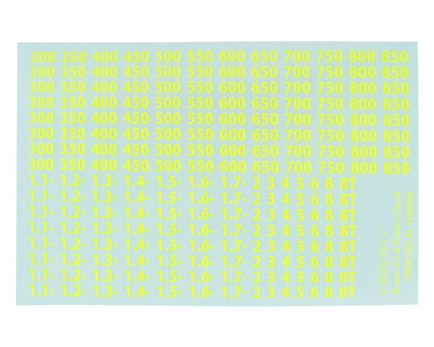 Kyosho Shock Oil & Piston Decal Set (Yellow)