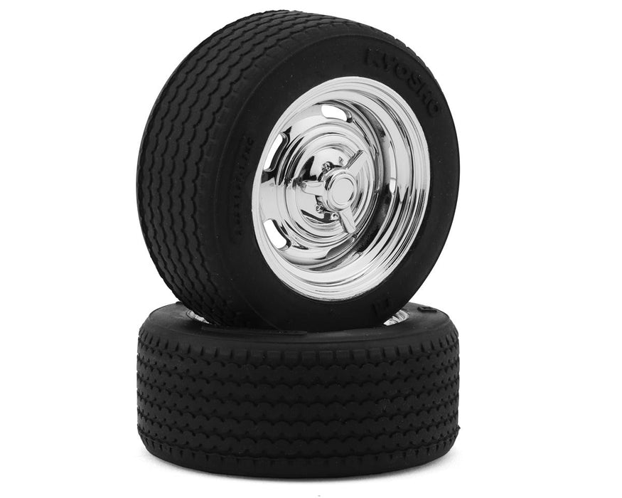 Kyosho Fazer Pre-Mounted Vintage Sedan Tires (Chrome) (2) (Medium)