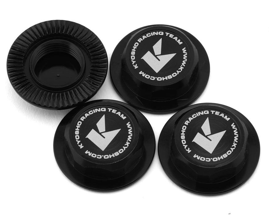 Kyosho Serrated Flanged Aluminum 17mm Capped Wheel Hex Nuts (Gunmetal) (4)