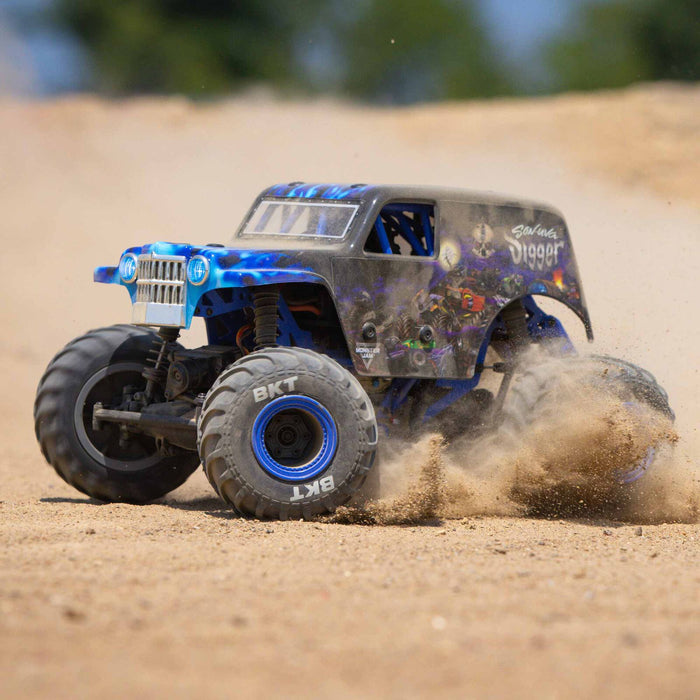 1/18 Mini LMT Son Uva Digger 2S 4X4 RTR Brushed Monster Truck (Battery & Charger Included), Blue