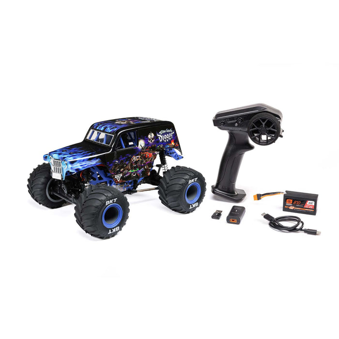 1/18 Mini LMT Son Uva Digger 2S 4X4 RTR Brushed Monster Truck (Battery & Charger Included), Blue