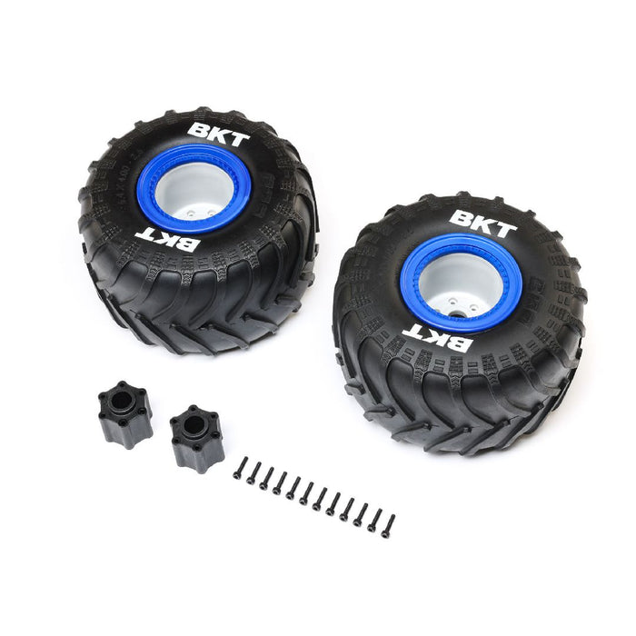 Losi BKT 2.6" MT Tire, Med, Premount, Blue (2):LMT 2.0