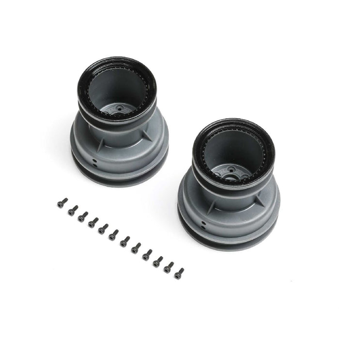 Losi MT Wheel, Black Beadlock, Lt Grey(2): Mini LMT