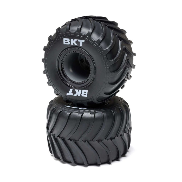 Losi MT Tires,Black Beadlock, Premount(2): Mini LMT
