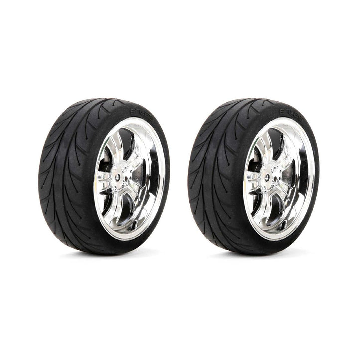 Losi Mounted Front 5-Spoke Wheel/Tire 54x26mm Chrome (2)