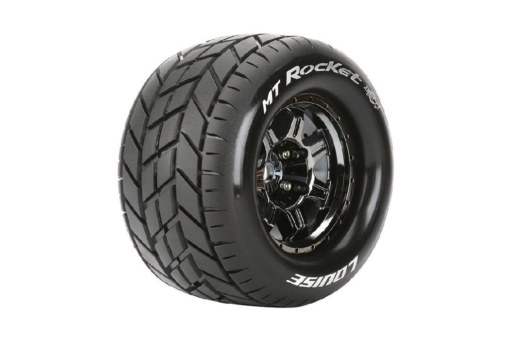 Louise R/C MT-Rocket 3.8"-1/2" Offset, Blk/Chrm Whls 6.5" OD(2)
