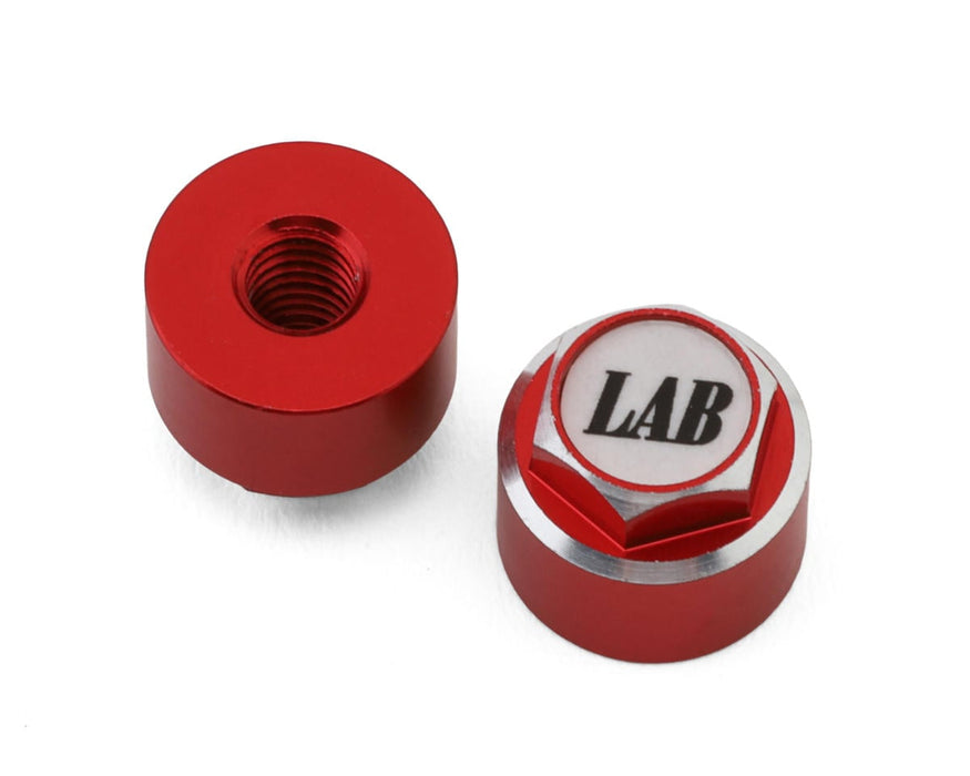 LAB Aluminum 4mm Capped Wheel Nuts (Red/White) (2)