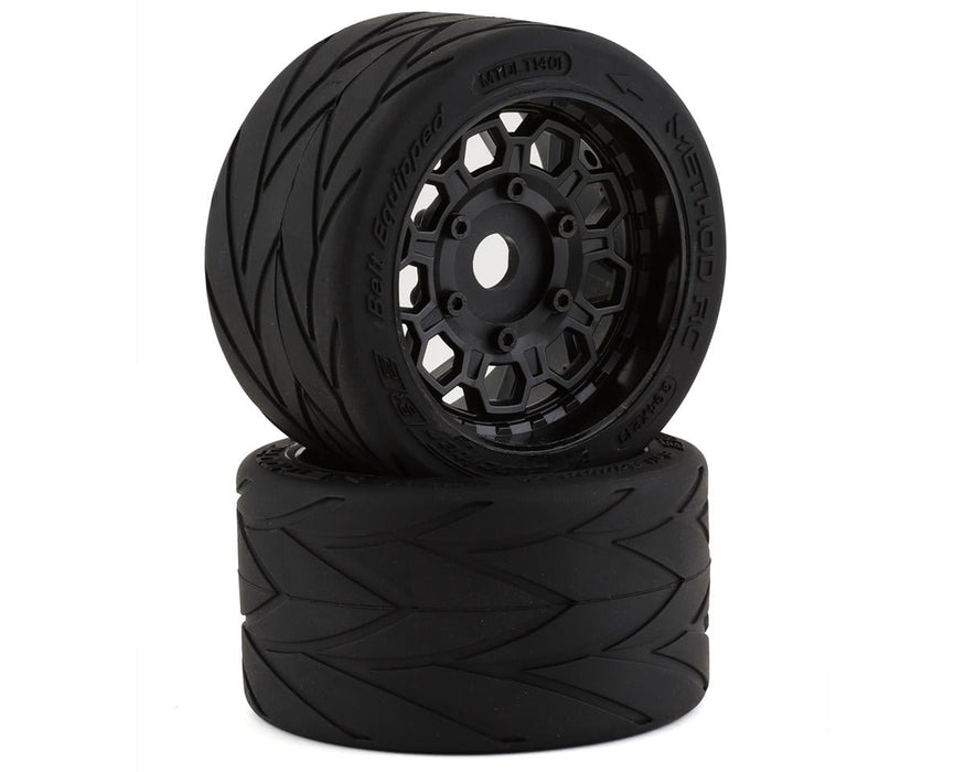 Method RC Velociter Belted Pre-Mount 1/7 On-Road Rear Tires (Black) (2)