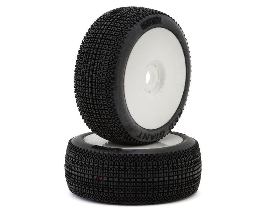 Matrix Red Giant 1/8 Off-Road Pre-Mounted Buggy Tires (White) (2) (Clay Medium)
