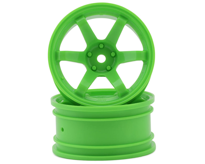 MST TE37 1/10 High Traction Drift Wheels (Green) (2) (5mm Offset)