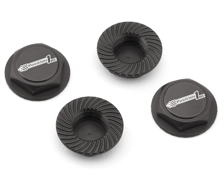 Position 1 RC Custom Laser Engraved 17mm 1/8 Serrated Wheel Nuts (Grey) (4)