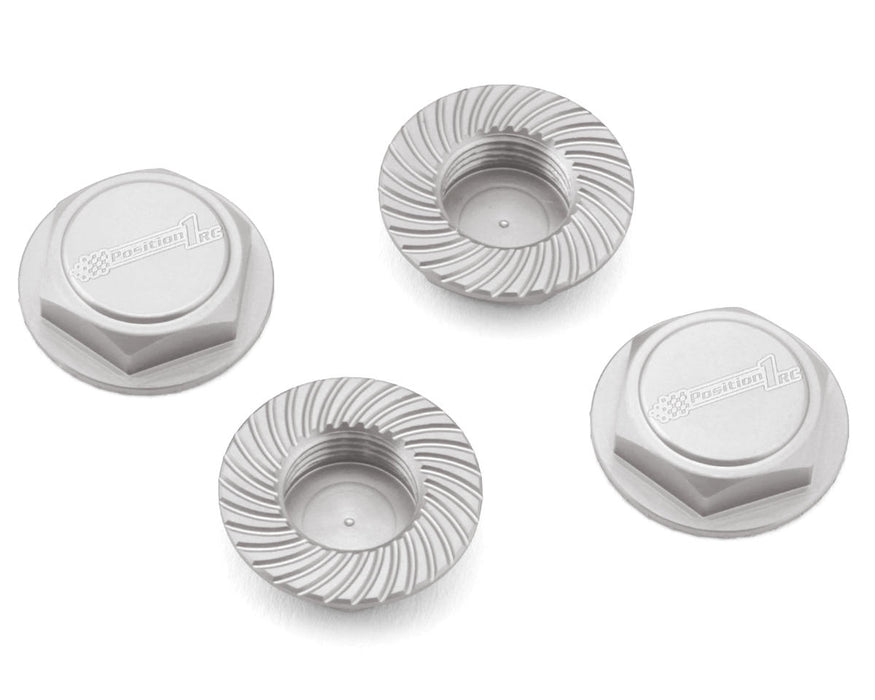 Position 1 RC Custom Laser Engraved 17mm 1/8 Serrated Wheel Nuts (Silver) (4)