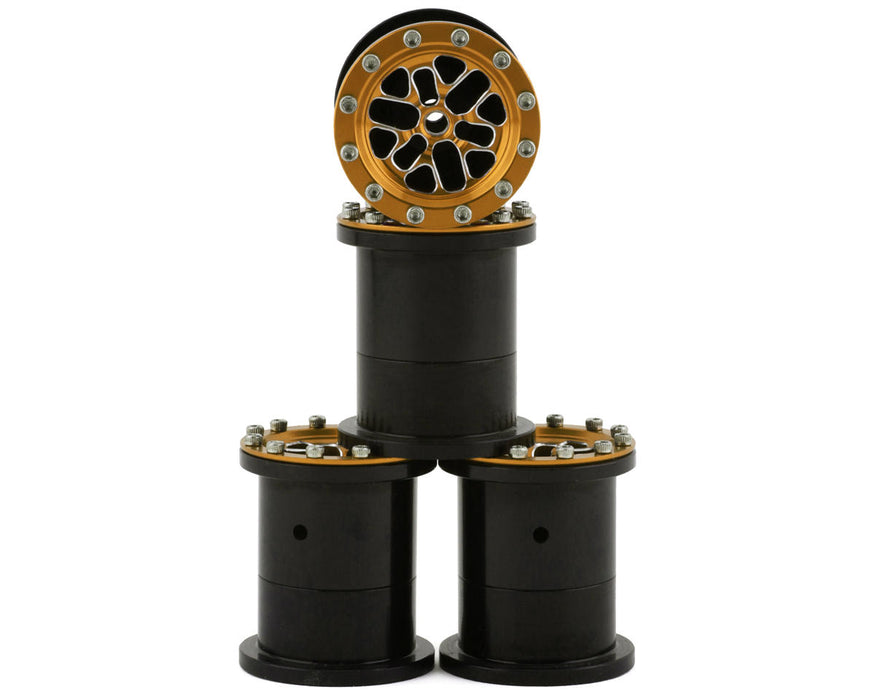 NEXX Racing FCX24 1/28 Aluminum Monster Truck Beadlock Wheels (Gold) (4)