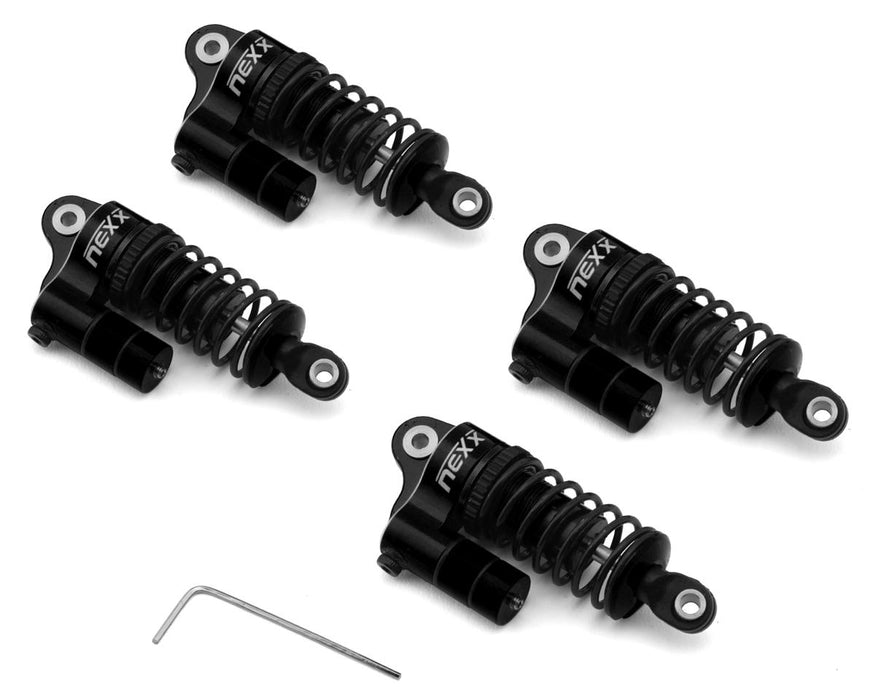 NEXX Racing Losi® NASCAR® Aluminum Oil-Filled Threaded Reservoir Shocks (Black)