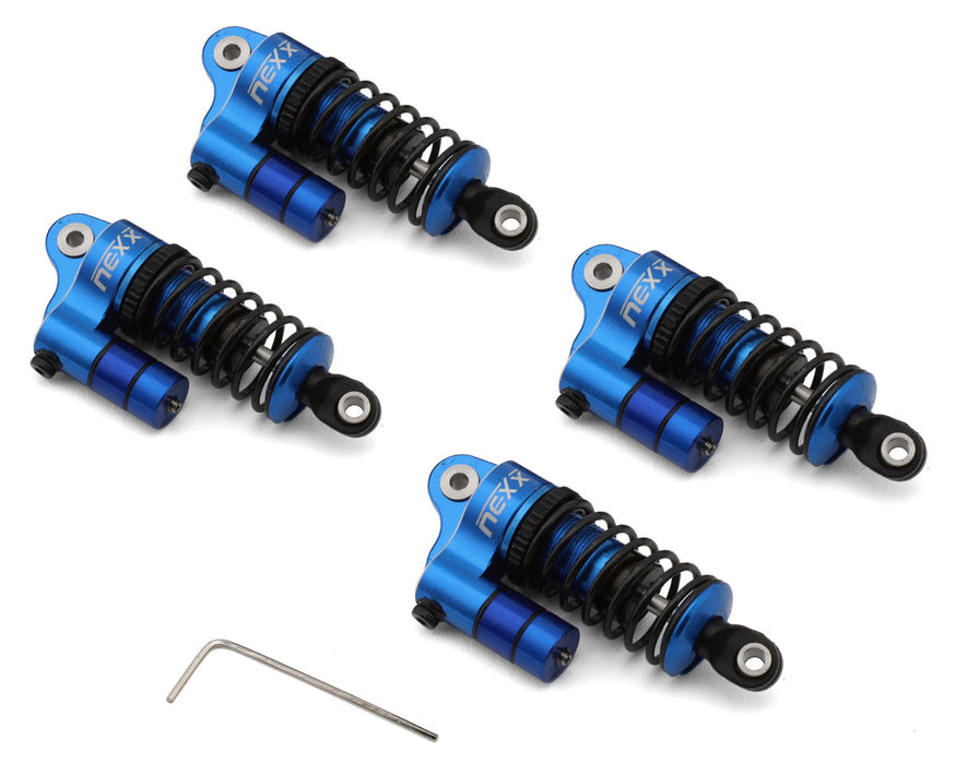 NEXX Racing Losi® NASCAR® Aluminum Oil-Filled Threaded Reservoir Shocks (Blue)