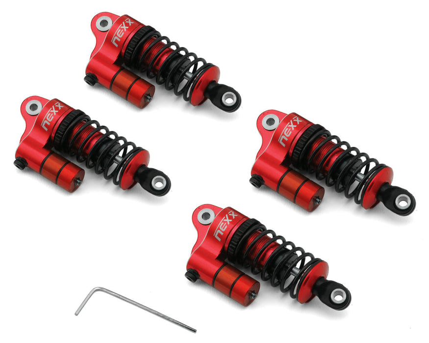 NEXX Racing Losi® NASCAR® Aluminum Oil-Filled Threaded Reservoir Shocks (Red)